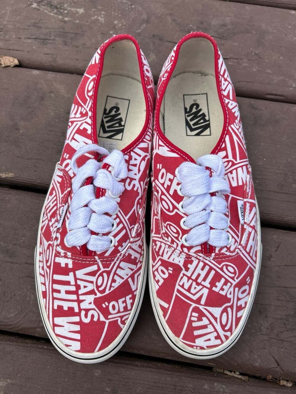 Vans Authentic OTW Repeat Logo Red/True White Canvas Skate Shoes